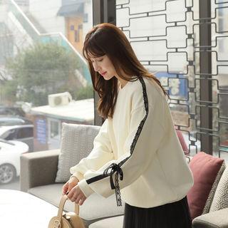 Beribboned Lace-trim Sweatshirt