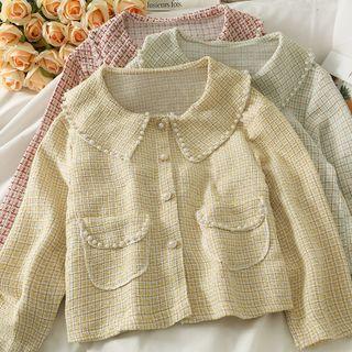 Pearl-trim Peter Pan-collar Tweed Jacket In 5 Colors