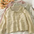 Pearl-trim Peter Pan-collar Tweed Jacket In 5 Colors