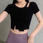 Short-sleeve Cut-out Sports Crop Top