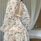 Cold Shoulder Floral Top / A-line Skirt