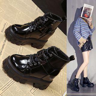 Hidden-wedge Platform Lace-up Ankle Boots