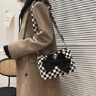Checkerboard Bow Canvas Shoulder Bag