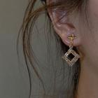 Square Rhinestone Alloy Dangle Earring 1 Pair - Am1348 - Gold - One Size