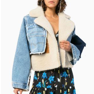 Denim Patchwork Faux Shearling Jacket
