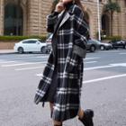 Plaid Open-front Tie-waist Coat