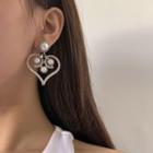 Faux Pearl Heart Shape Drop Earrings