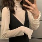 Turtleneck Long-sleeve Top As Shown In Figure - One Size