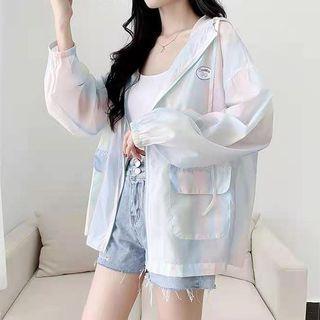 Gradient Hooded Chiffon Jacket