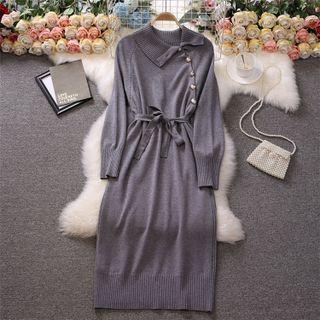Knit Tie-waist Midi Bodycon Dress
