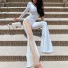 Long-sleeve Sheer Jumpsuit
