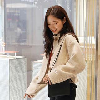 Check Wool Blend Short Jacket