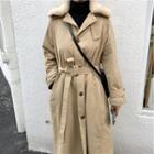 Fleece Collared Single Breasted Trench Coat