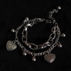 Heart Layered Stainless Steel Bracelet 1 Pc - Silver - One Size