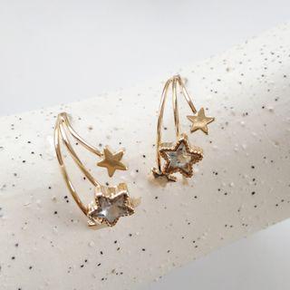 Star Drop Earring 1 Pair - S925 Sterling Silver Stud Earring - One Size