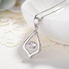 925 Sterling Silver Rhinestone Pendant Necklace As Shown In Figure - One Size