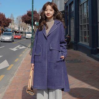Single-breasted Long Denim Jacket