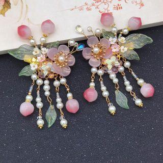 Retro Faux Pearl Flower Hair Clip 1 Pair - I04 - Pink - One Size