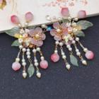 Retro Faux Pearl Flower Hair Clip 1 Pair - I04 - Pink - One Size