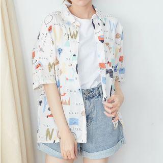 Print Short-sleeve Shirt Off-white - One Size
