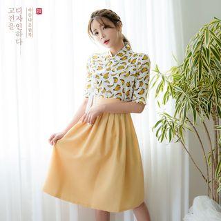 Modern Hanbok Skirt In Mustard Yellow Mustard Yellow - One Size