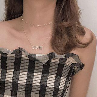 Rhinestone Love Lettering Pendant Choker Necklace As Shown In Figure - One Size