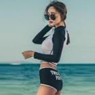 Color-block Lettering Tankini