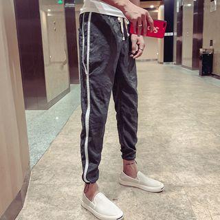Drawstring Striped Trim Slim-fit Pants
