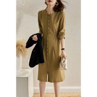 Gathered Waist Shirt Dress