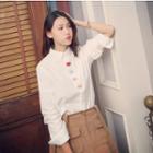 Fish Embroidered Long-sleeve Shirt White - One Size