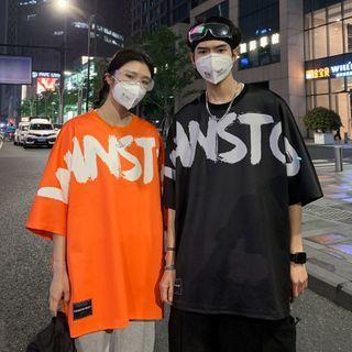Couple Matching Letter Printed Short-sleeve T-shirt