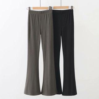 Plain Slit Boot-cut Pants