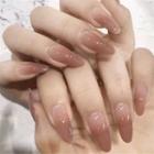 Gradient Pointed Faux Nail Tips 317 - Glue - Black & Nude - One Size