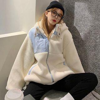 Two-tone Fleece Hooded Zip Jacket