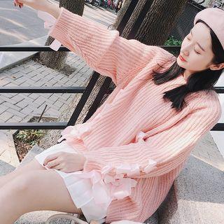 Ribbon Accent Chunky Knit Sweater