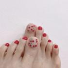 Cherry Print Faux Nail Tips J-28 - Red Cherry - Pink - One Size