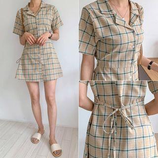 Check Mini Shirtdress