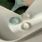 Set Of 3: Resin / Faux Pearl Ring (various Designs) Set Of 3 - Rsein & Faux Pear Ring - Blue & White - One Size