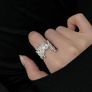 Faux Crystal Irregular Alloy Open Ring Open Ring - Silver - One Size