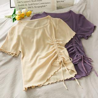 Asymmetric Drawstring T-shirt In 9 Colors