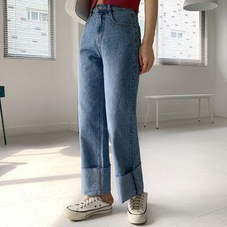 Cuff-hem Wide-leg Jeans /pants