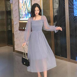 Sheer Mesh + Spaghetti-strap Dress
