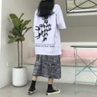 Printed Back Elbow-sleeve Long T-shirt