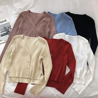 Single-breasted V-neck Knit Cardigan