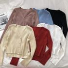 Single-breasted V-neck Knit Cardigan