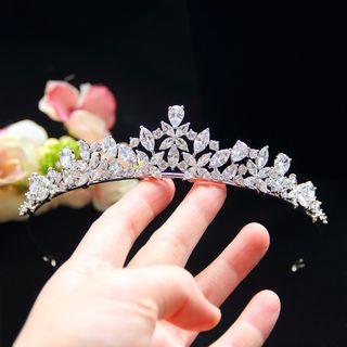 Wedding Rhinestone Tiara / Set: Rhinestone Pendant Necklace + Earring