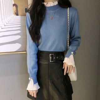 Mock Two Piece Faux Pearl Detail Top