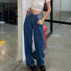 High-waist Button-up Loose-fit Straight Leg Jeans