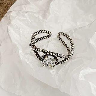 Rhinestone Alloy Layered Open Ring As Shown In Figure - One Size
