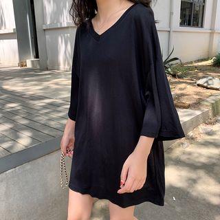 3/4-sleeve Cutout Mini T-shirt Dress
